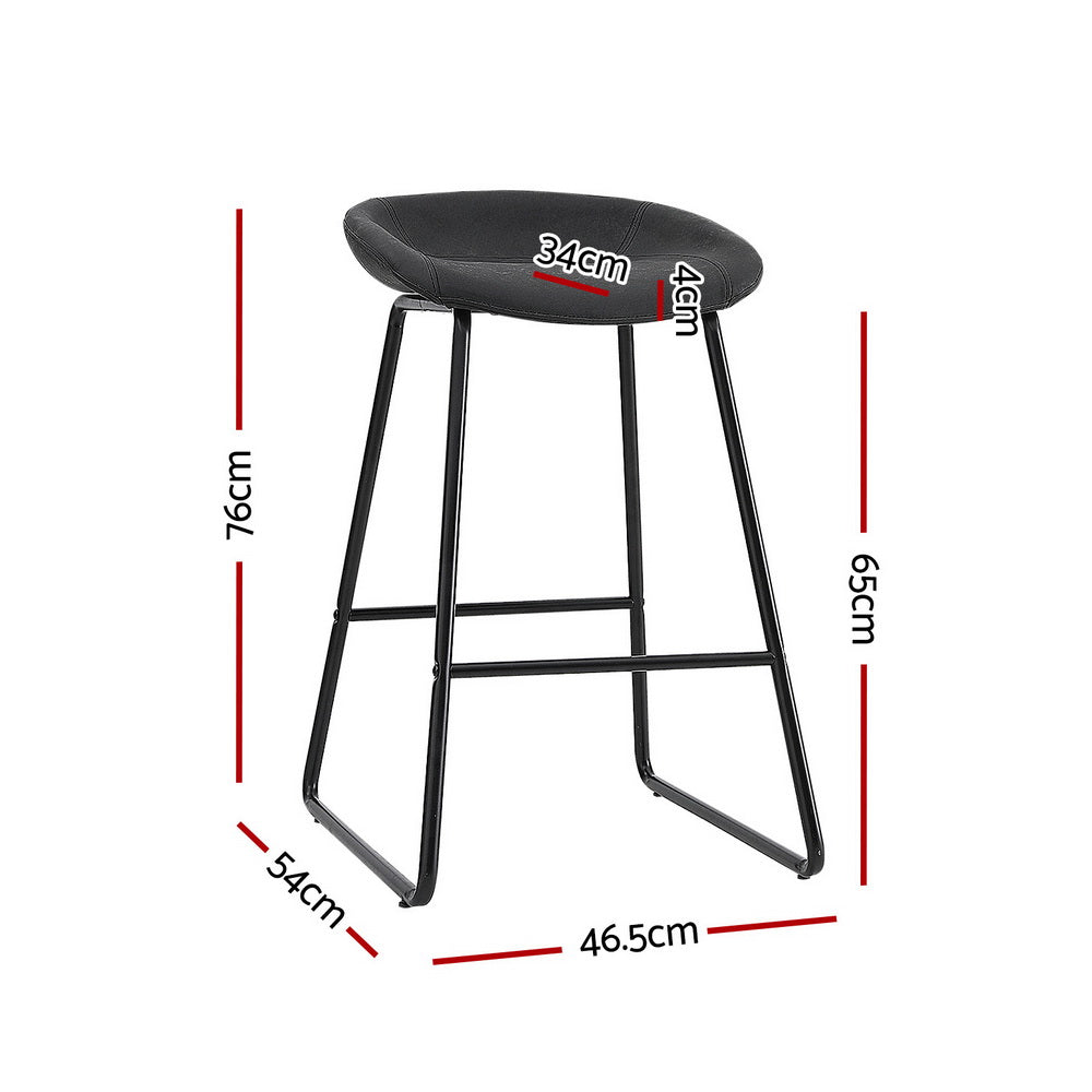 Ludovic Bar Stools Set of 4 PU Leather Metal Black