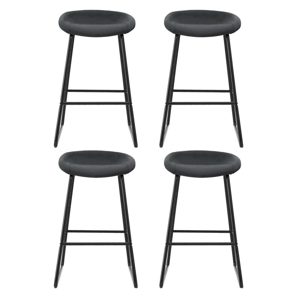 Ludovic Bar Stools Set of 4 PU Leather Metal Black