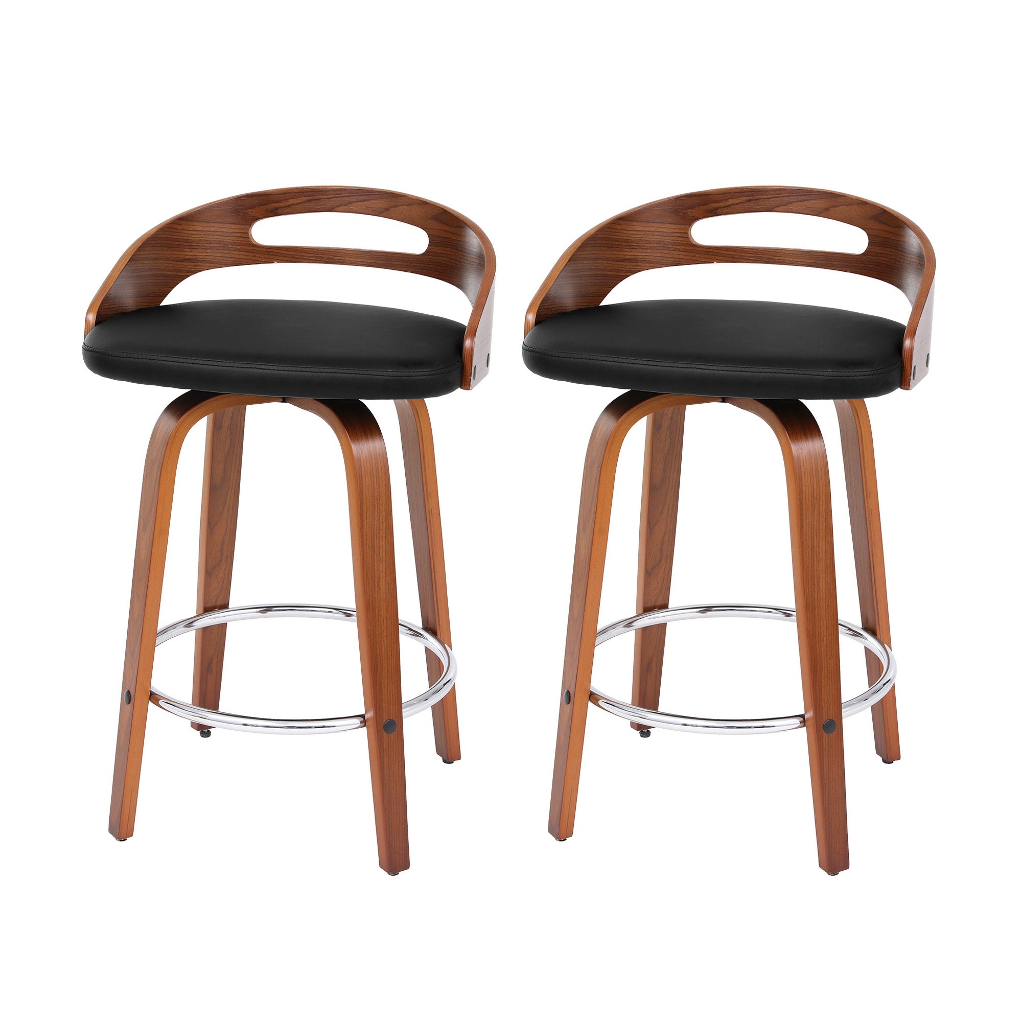 Artiss 2x Bar Stools Swivel Dining Chairs Low Back Counter Seat PU Cushion