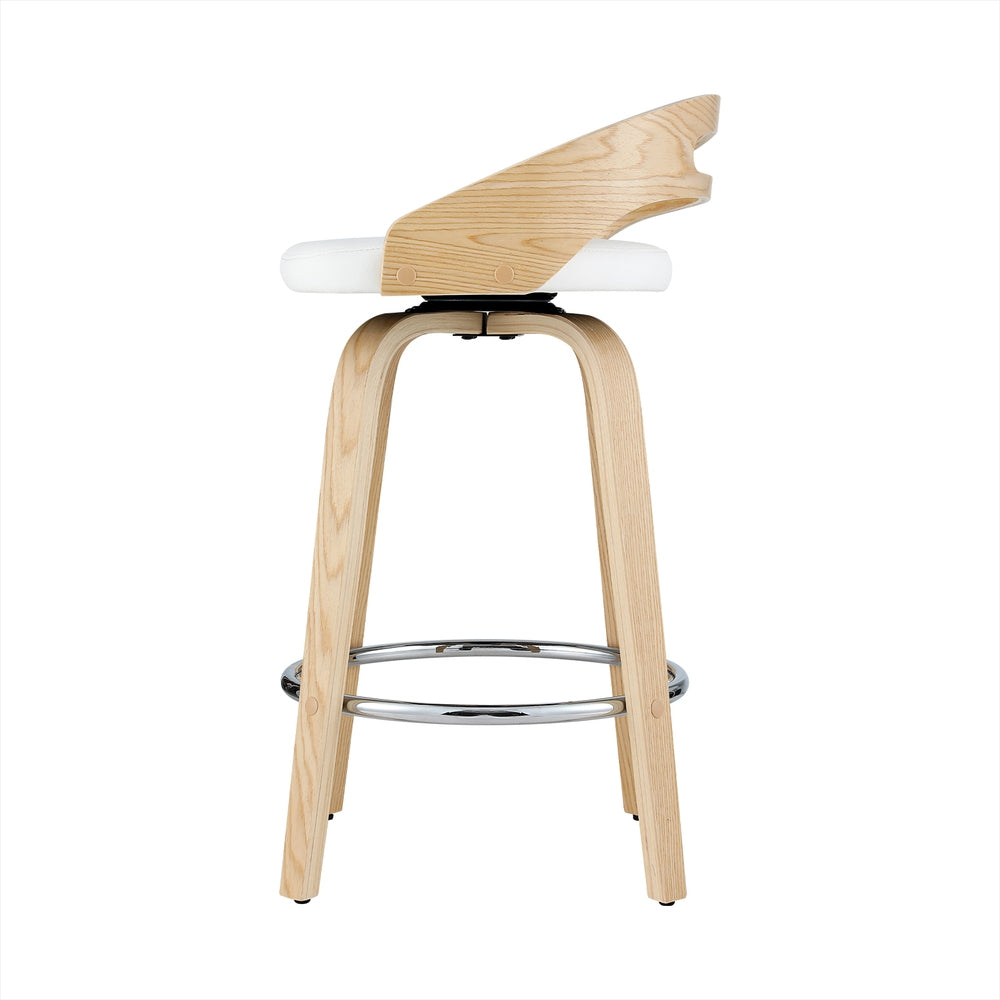 Artiss Swivel Bar Stools Low Back PU Cushion White Set of 2