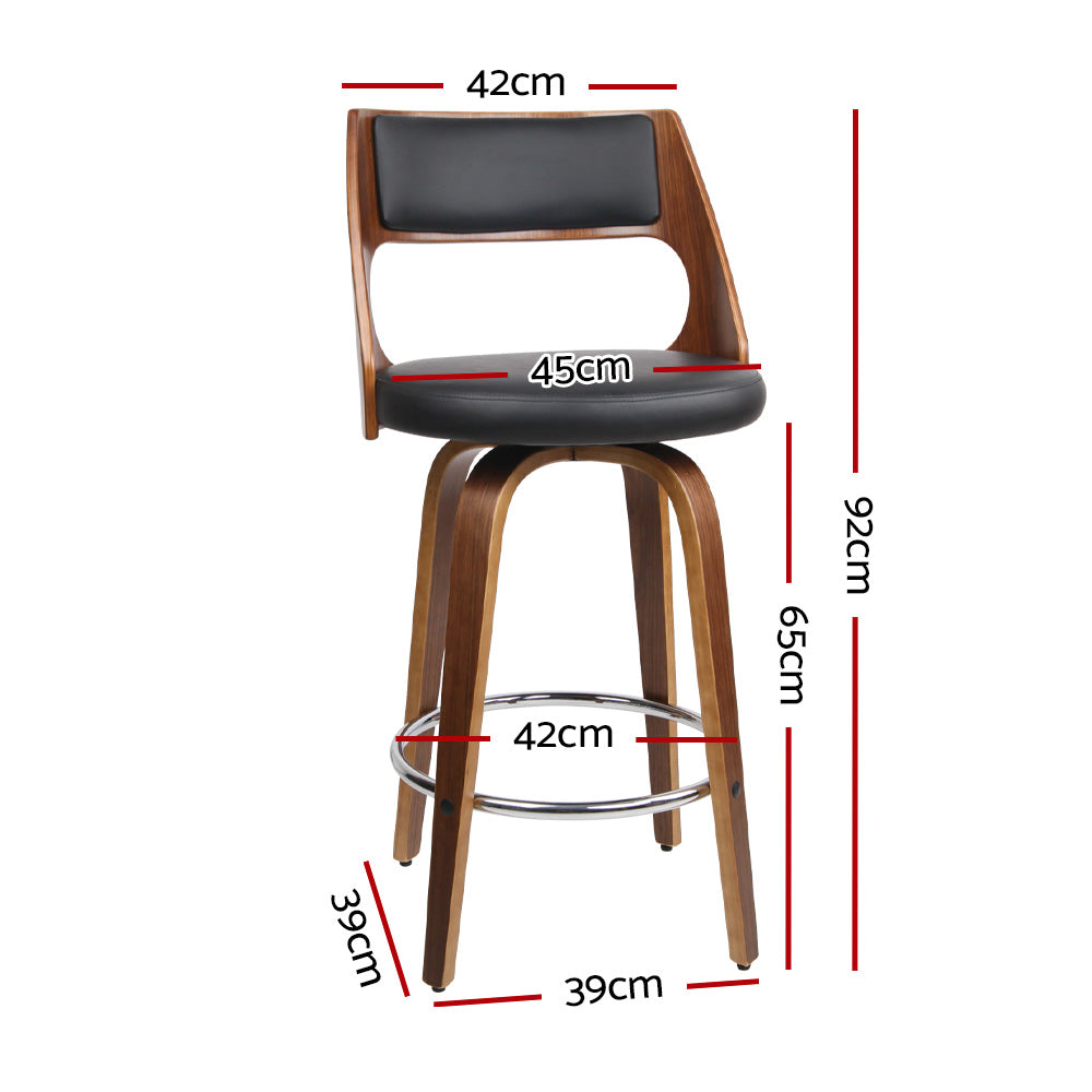 Swivel PU Leather Bar Stools, Wood & Metal, 65cm, Artiss