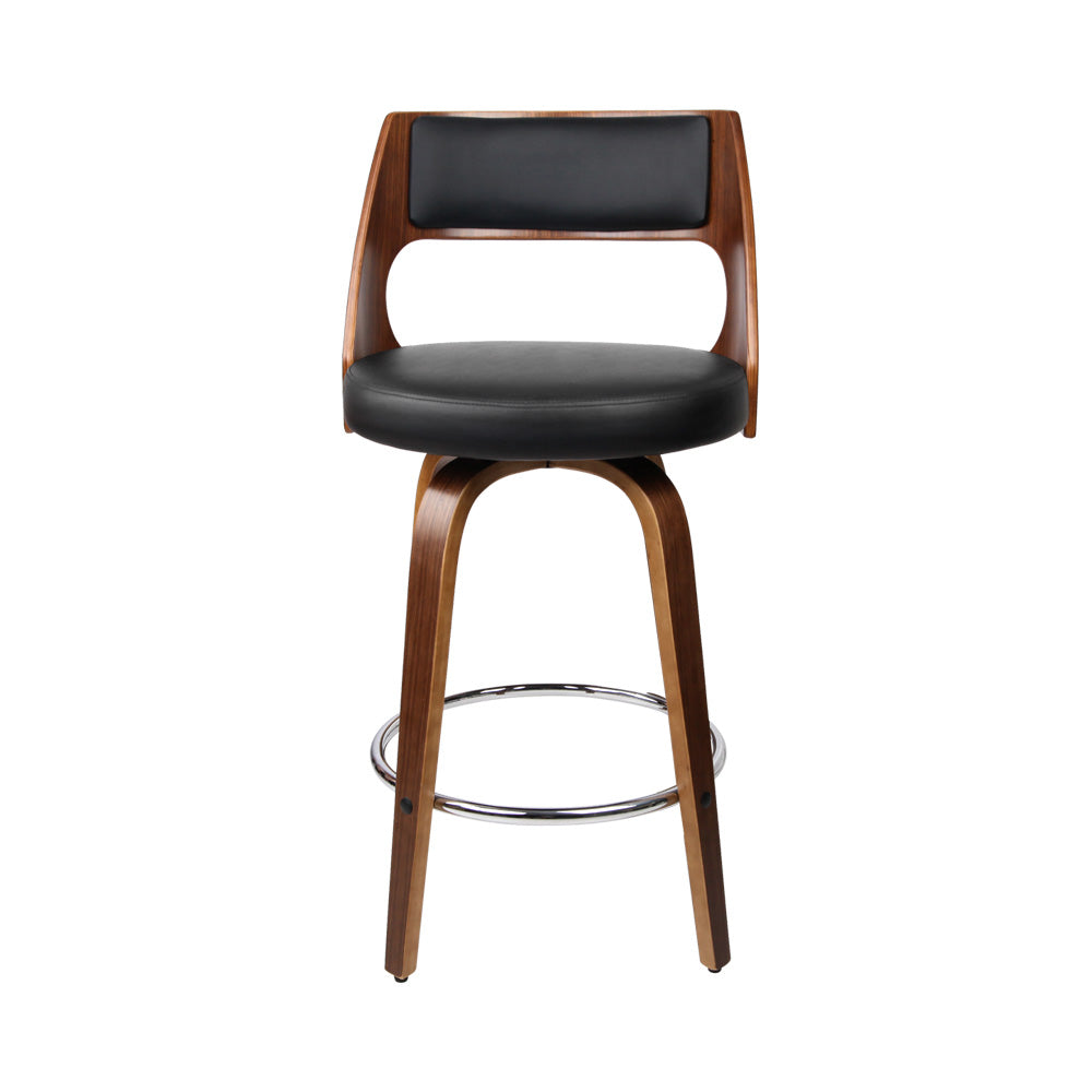 Swivel PU Leather Bar Stools, Wood & Metal, 65cm, Artiss