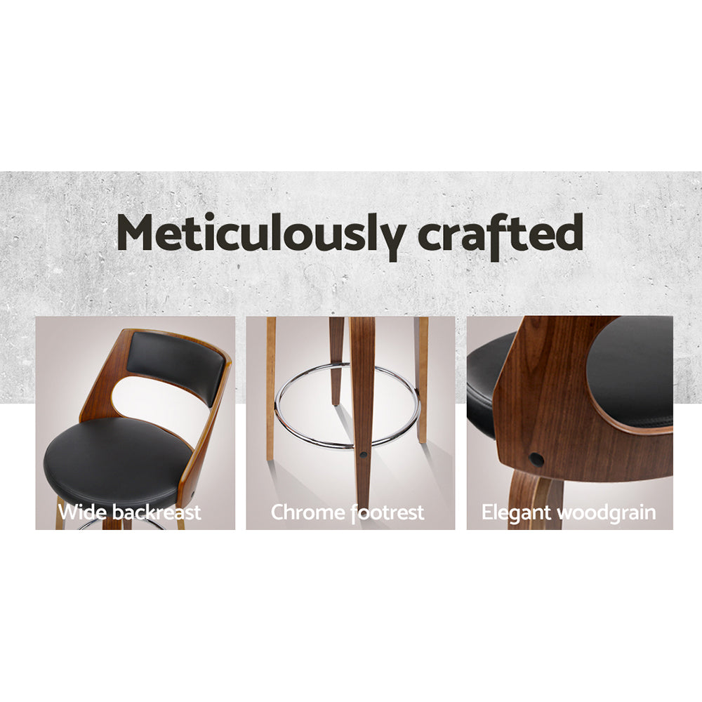 Swivel PU Leather Bar Stools, Wood & Metal, 65cm, Artiss