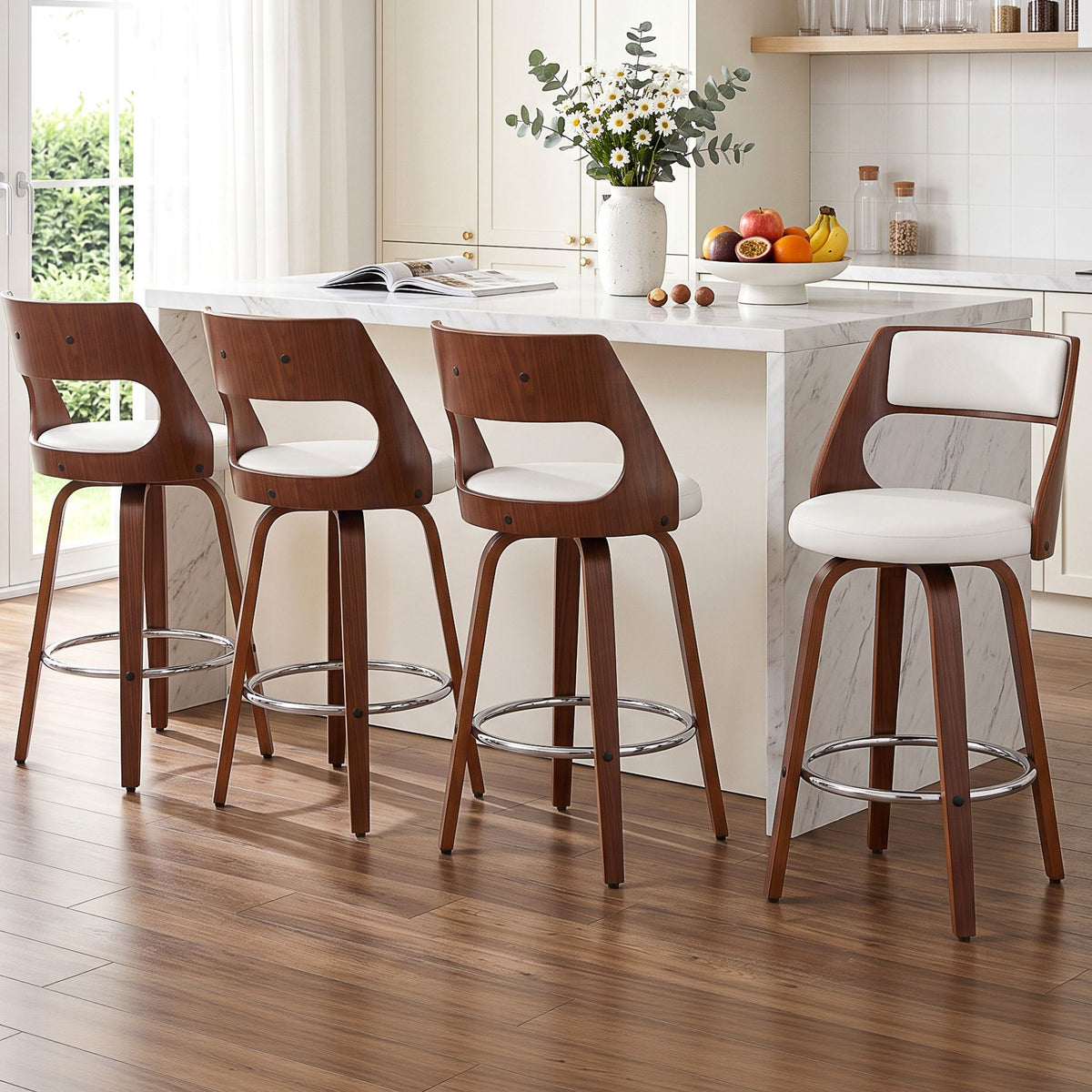 Artiss Wooden Bar Stools Set of 4 Swivel Kitchen Counter Stools Chair 65cm