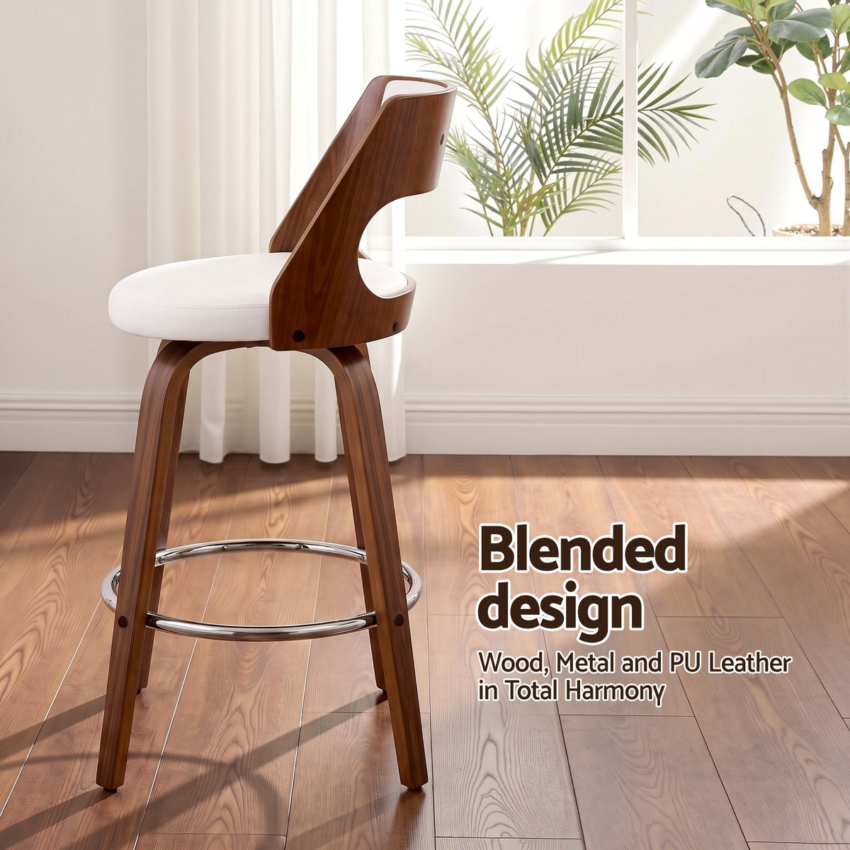 Artiss Wooden Bar Stools Set of 4 Swivel Kitchen Counter Stools Chair 65cm