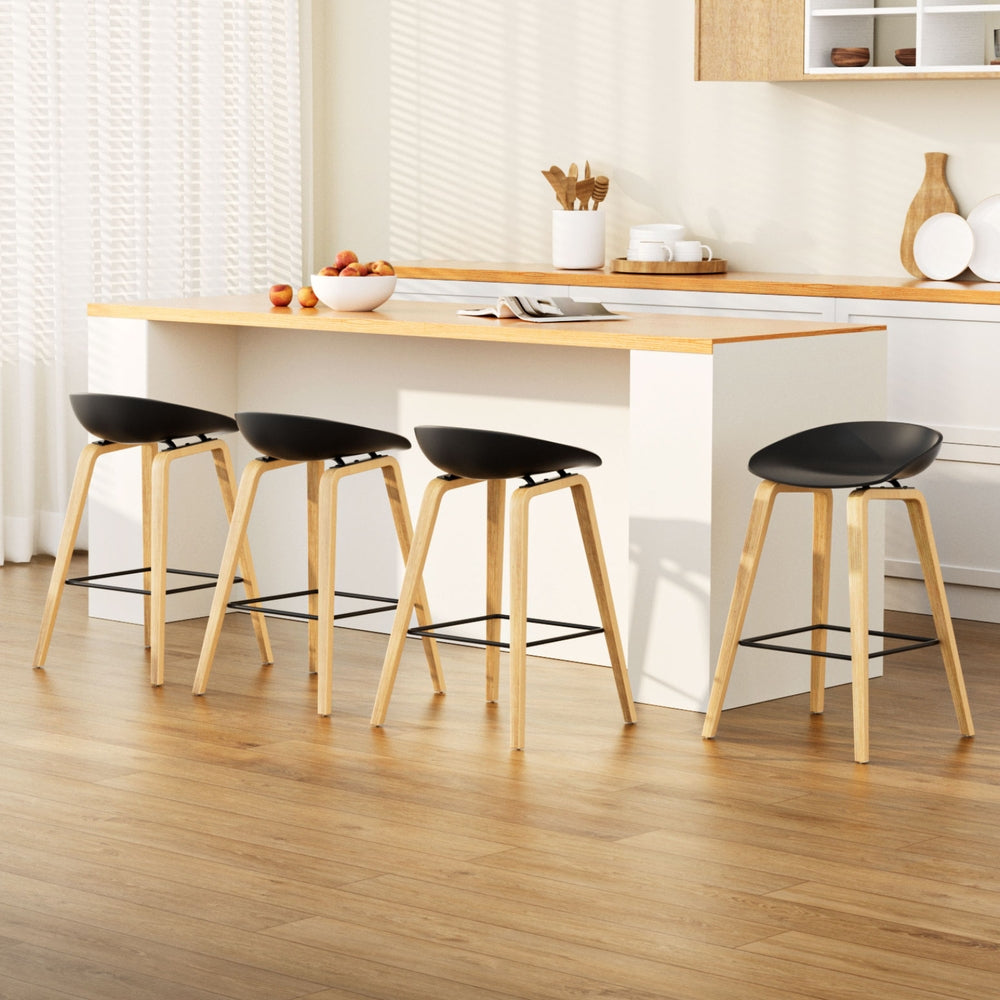 Artiss 4x Kitchen Counter Bar Stools Wooden Black