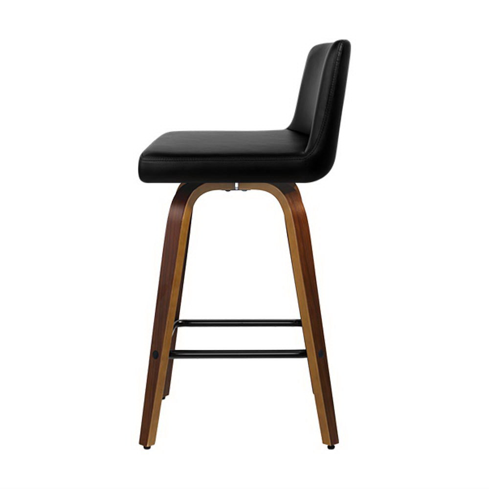 Artiss 4x Bar Stools Swivel Leather Padded Wooden