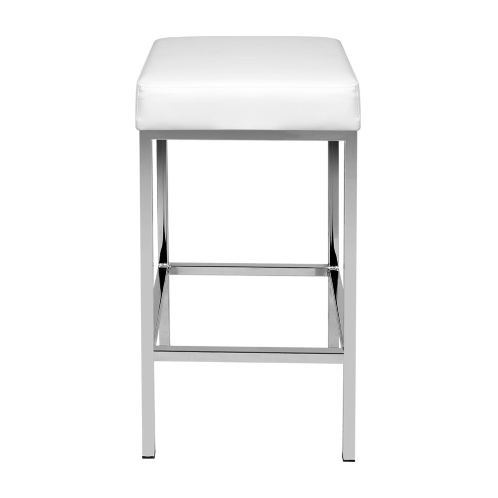 White PU Leather Padded Bar Stools (Set of 2) - Artiss