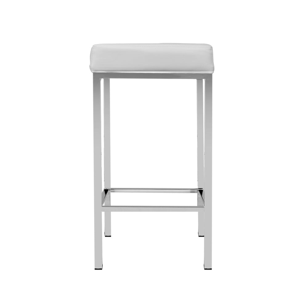 White PU Leather Padded Bar Stools (Set of 2) - Artiss