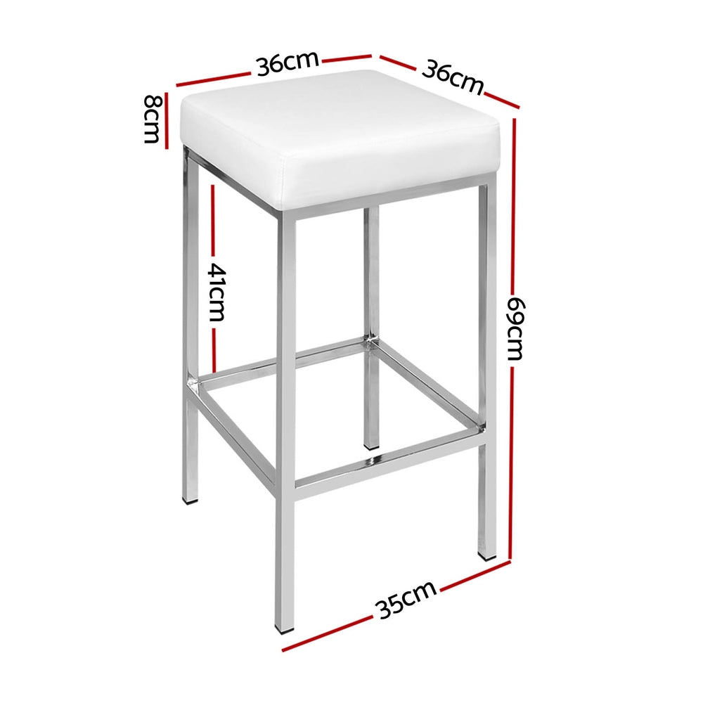 Artiss 4x Bar Stools Leather Padded Metal White