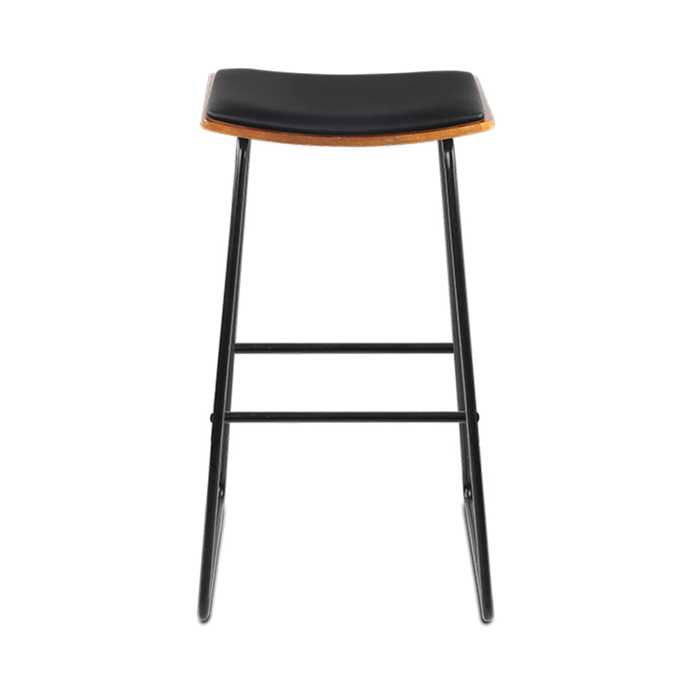 Artiss Bar Stools Pair PU Leather Padded Seat Black