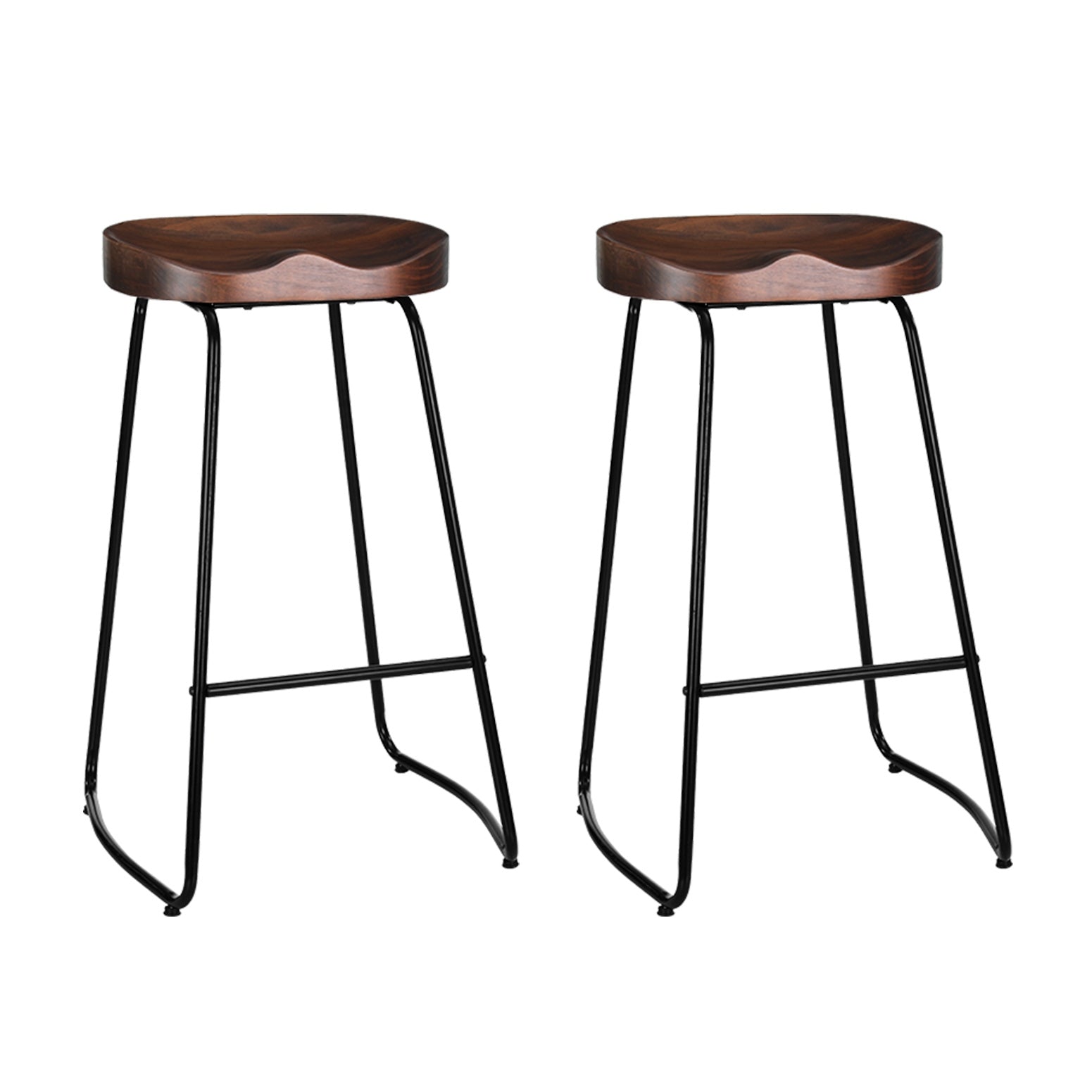 Retro Black Tractor Seat Bar Stools w/ Pine Wood 75cm, Artiss