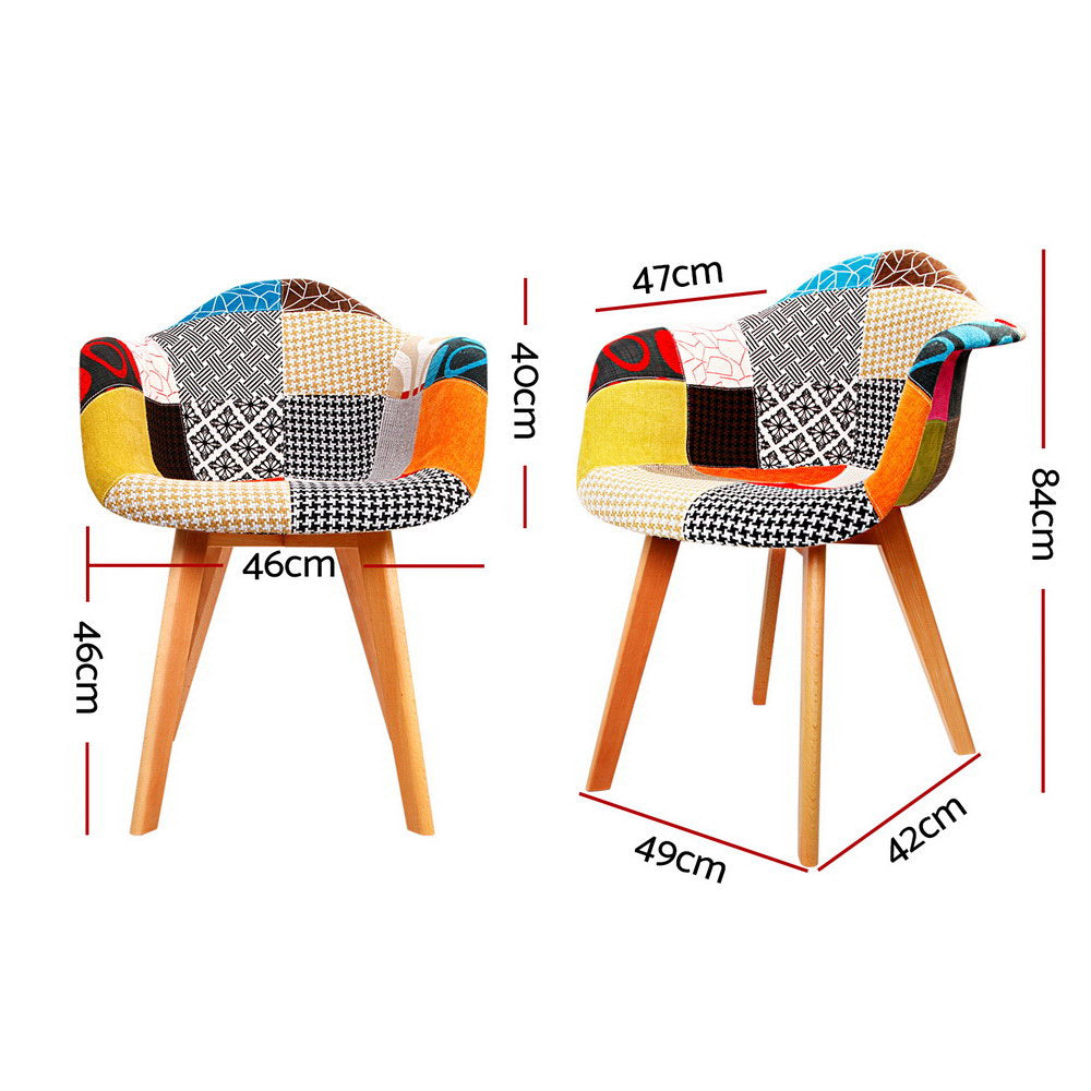 Retro DSW Dining Chairs Set of 4 Fabric Replica Beech Wood