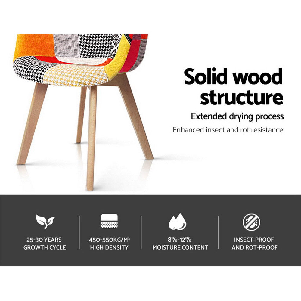 Retro DSW Dining Chairs Set of 4 Fabric Replica Beech Wood