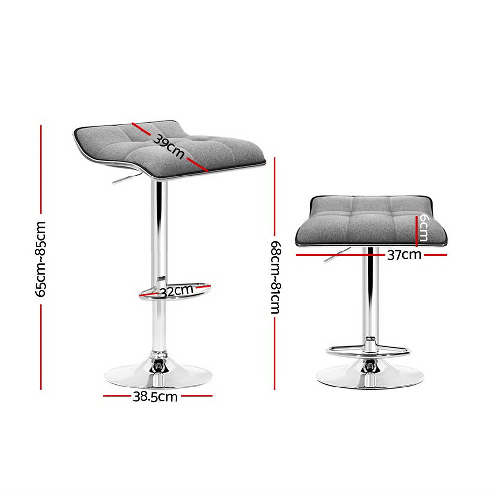 Artiss 4x Bar Stools Linen Padded Gas Lift Grey