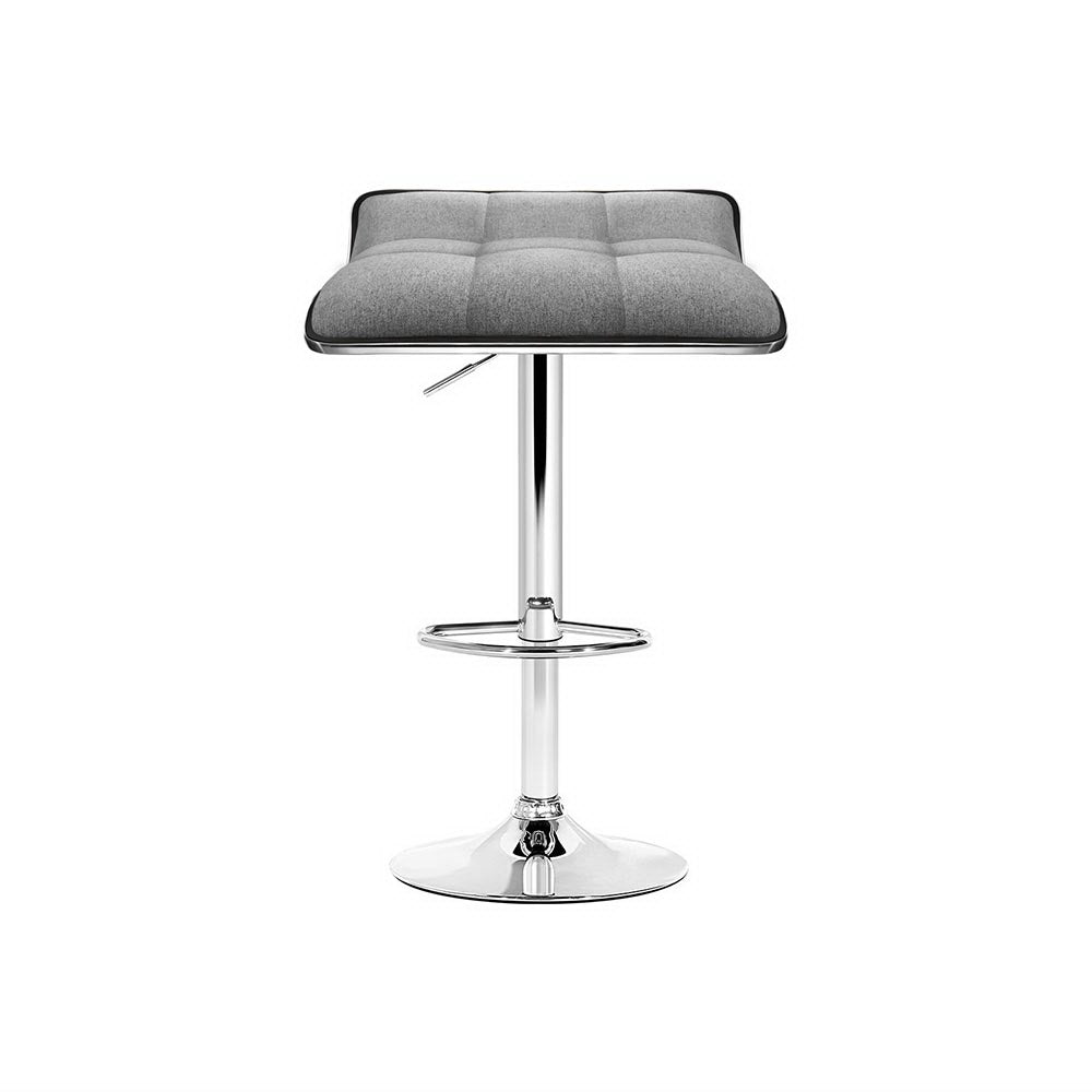 Artiss 4x Bar Stools Linen Padded Gas Lift Grey