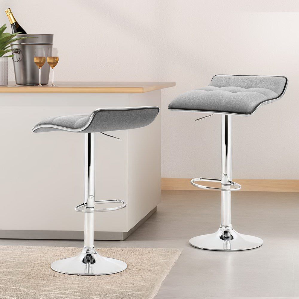 Artiss 4x Bar Stools Linen Padded Gas Lift