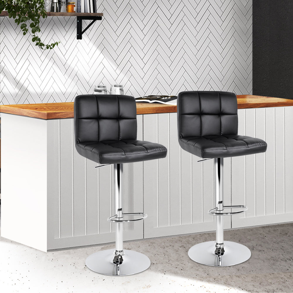 PU Leather Swivel Bar Stools, Height Adjustable - Artiss