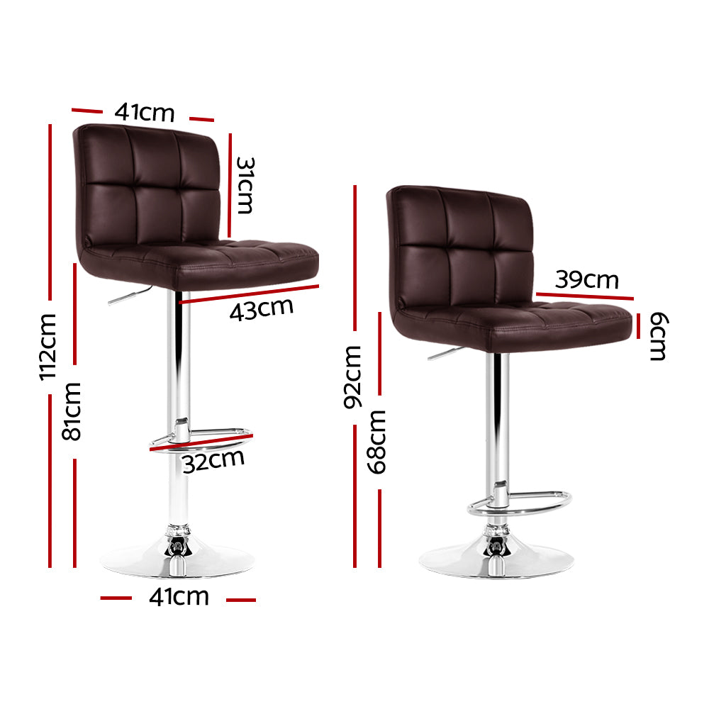 PU Leather Bar Stools with Gas Lift, Swivel - 2x Artiss