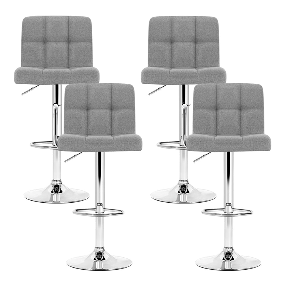 Artiss 4x Swivel Bar Stools Fabric Gas Lift Grey
