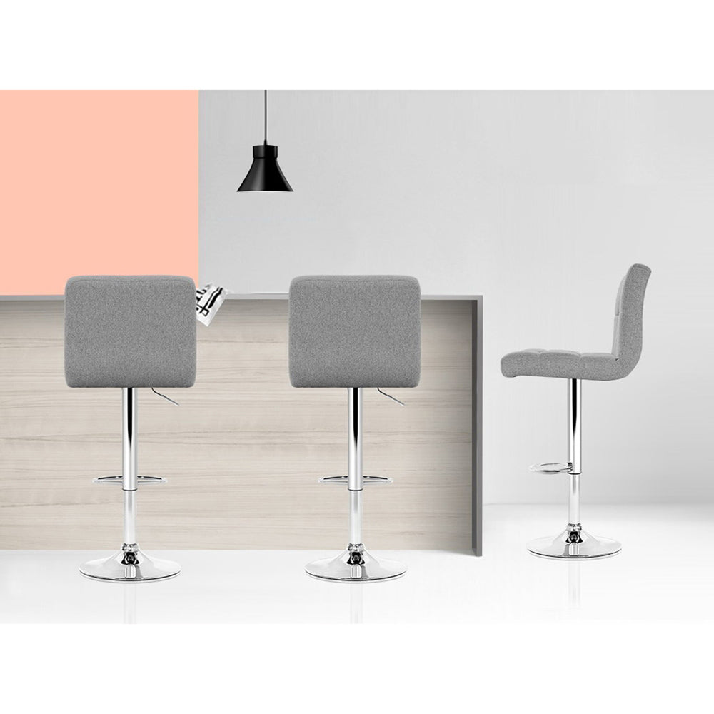 Artiss 4x Swivel Bar Stools Fabric Gas Lift Grey