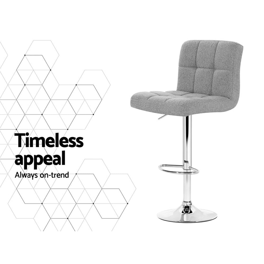 Artiss 4x Swivel Bar Stools Fabric Gas Lift Grey