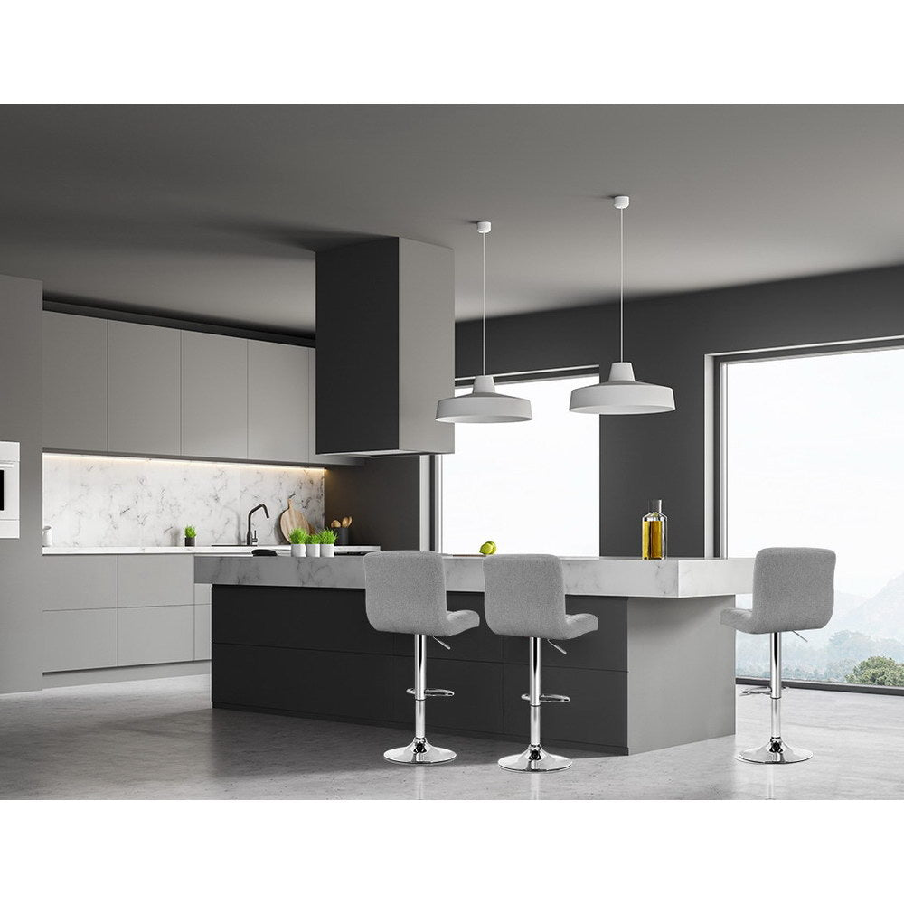 Artiss 4x Swivel Bar Stools Fabric Gas Lift Grey