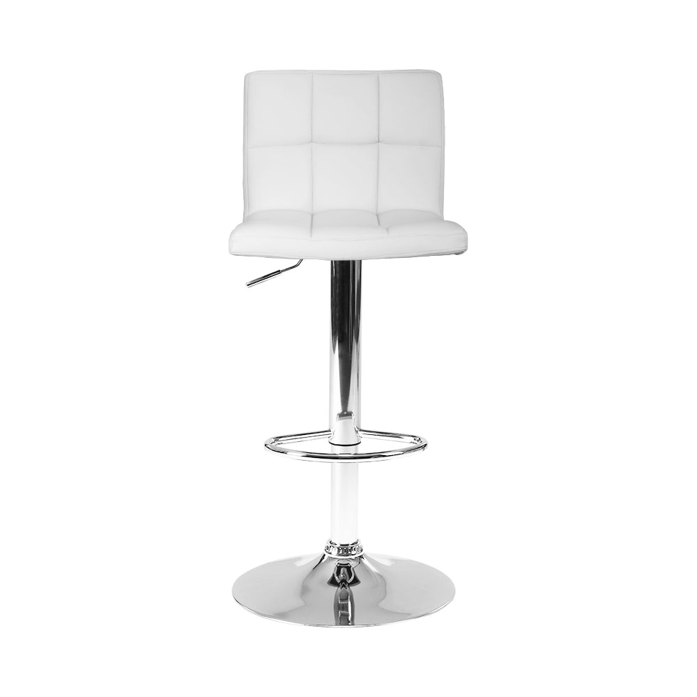 White Leather Bar Stools Set, Gas Lift, Swivel, Artiss