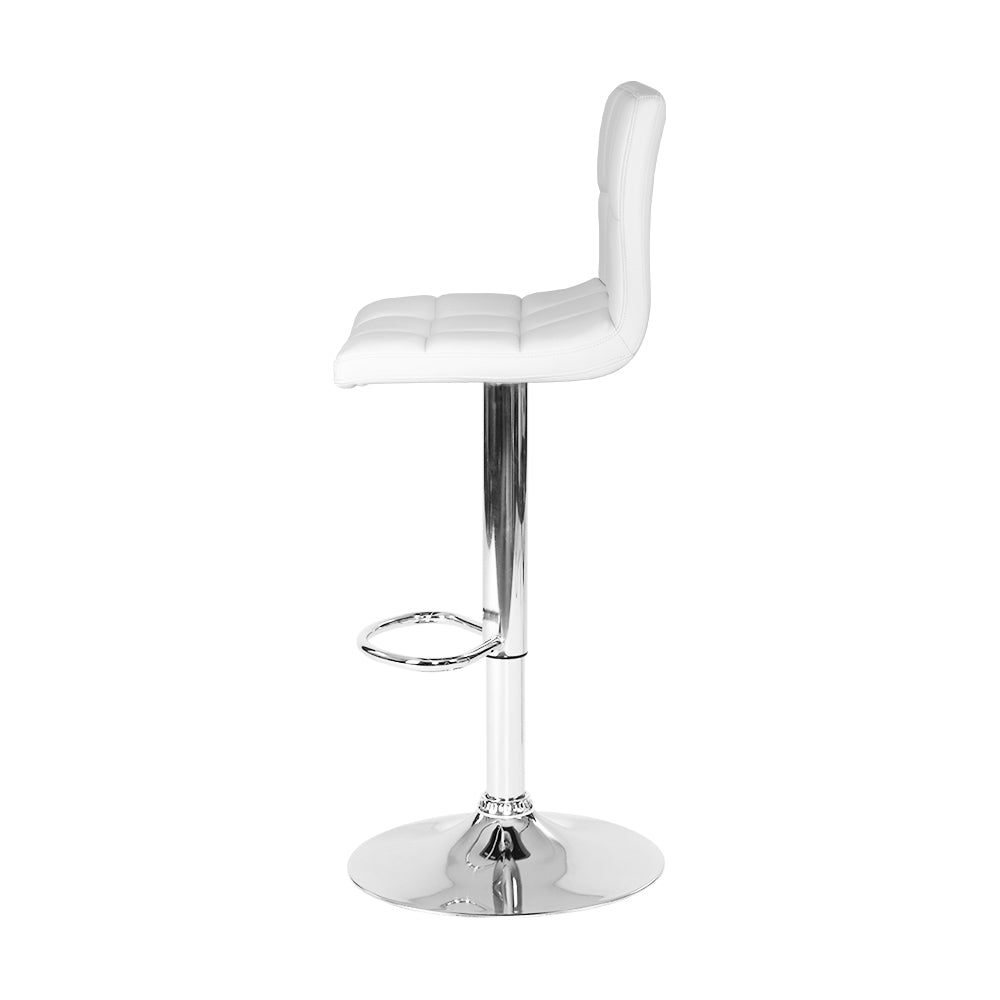 White Leather Bar Stools Set, Gas Lift, Swivel, Artiss