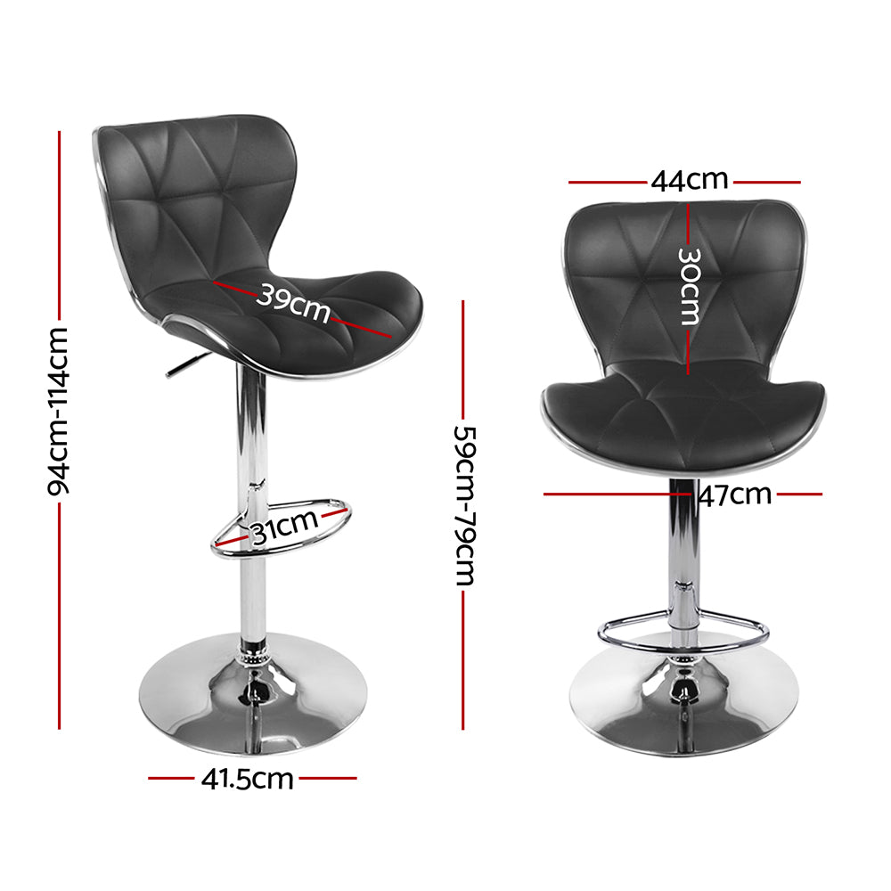 Artiss Bar Stools Set of 2 Gas Lift Leather Black