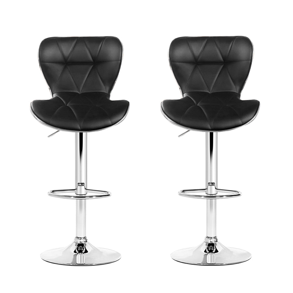 Artiss Bar Stools Set of 2 Gas Lift Leather Black