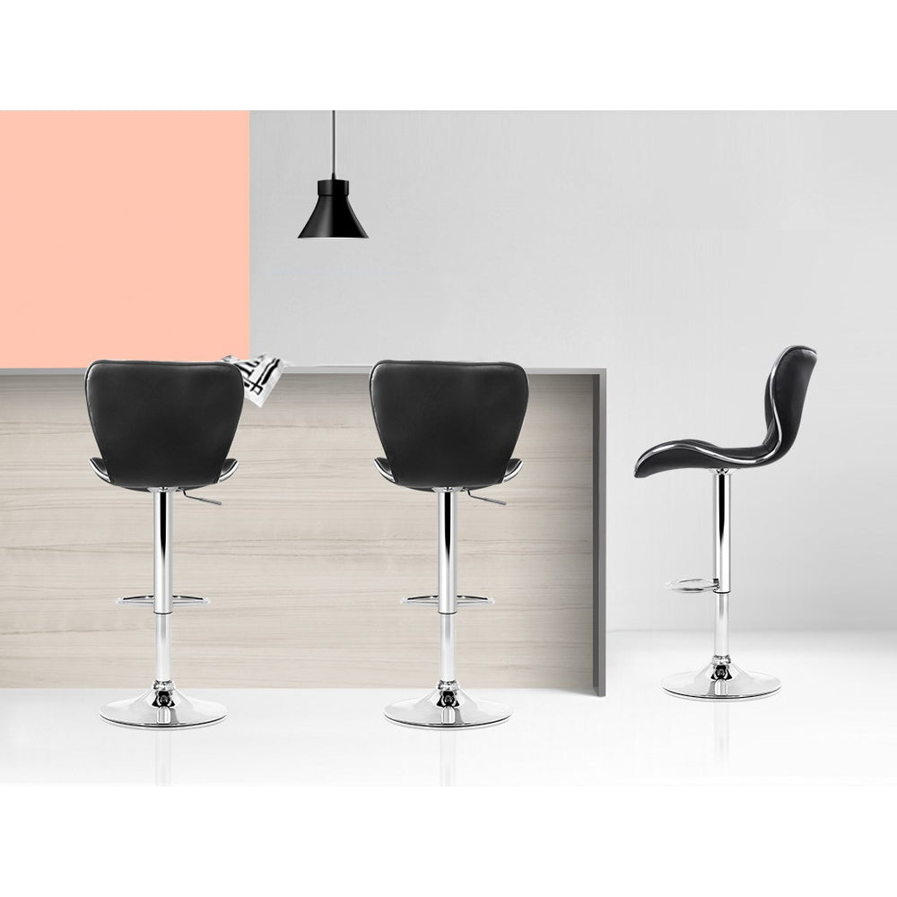 Artiss Bar Stools Set of 2 Gas Lift Leather Black