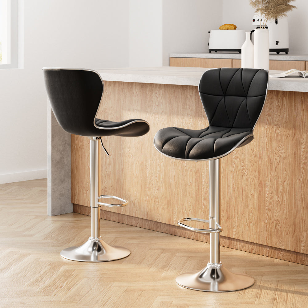 Artiss Bar Stools Set of 2 Gas Lift Leather Black