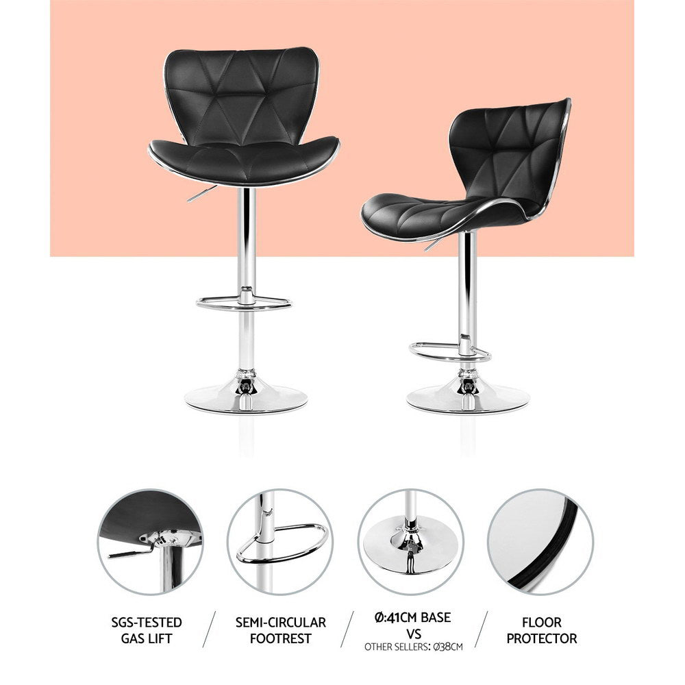 Artiss 4x Bar Stools Gas Lift PU Leather Black