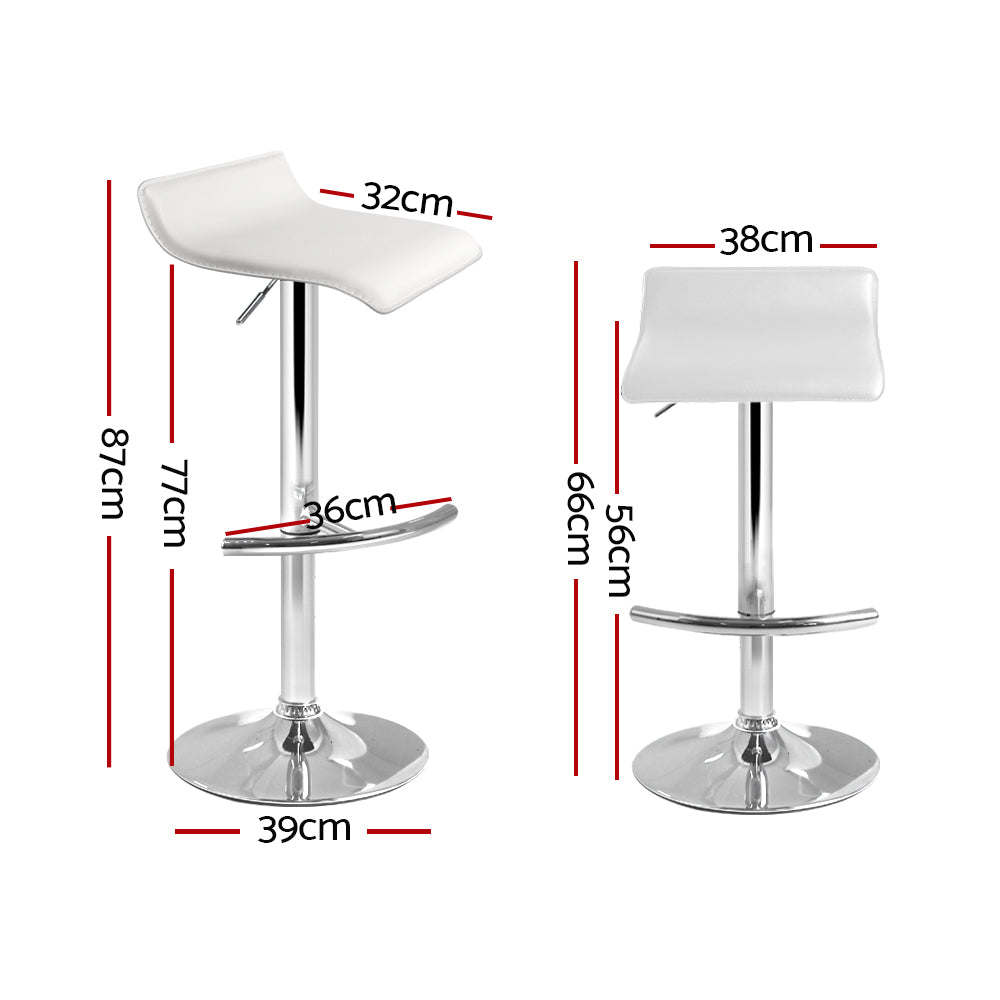 Sena Adjustable Bar Stools Gas Lift White (Set of 2)