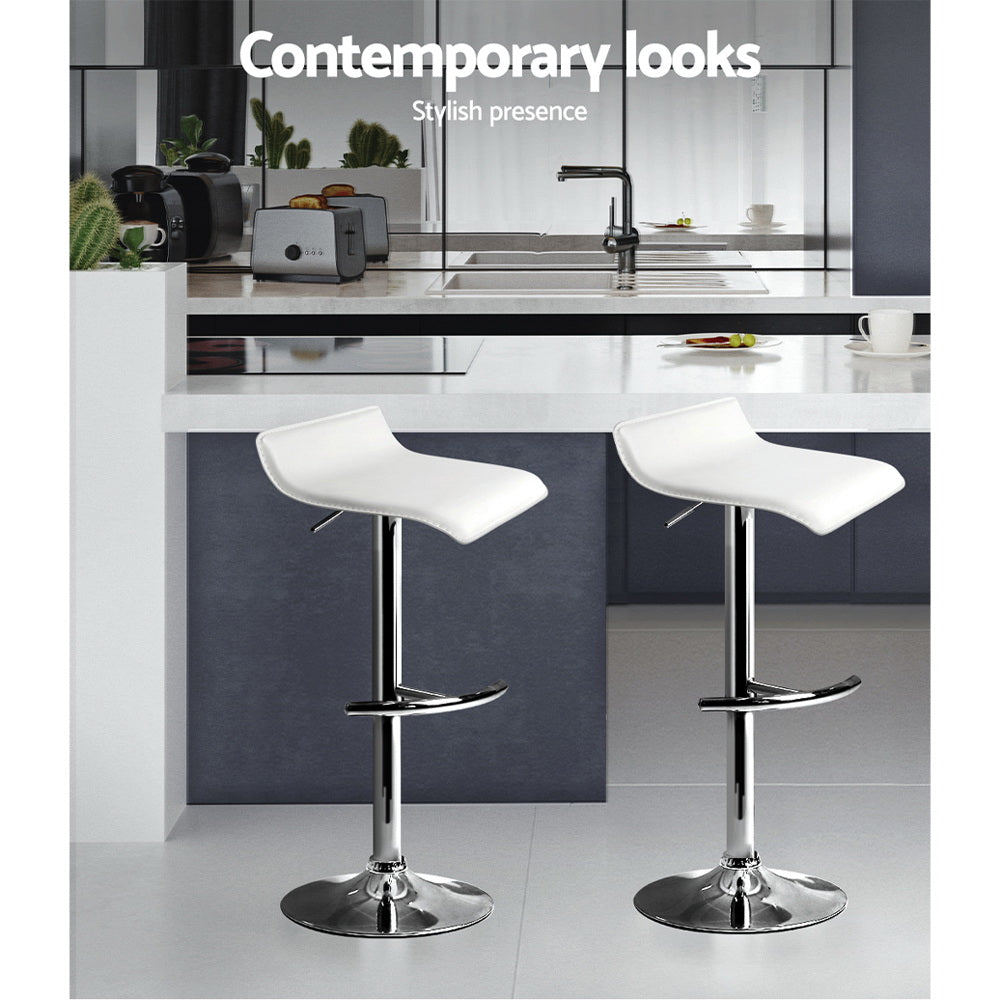 Sena Adjustable Bar Stools Gas Lift White (Set of 2)