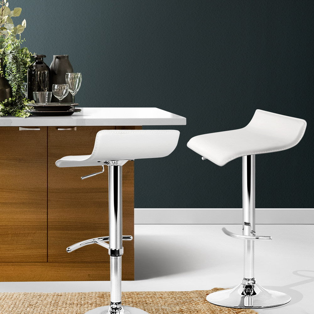 Sena Adjustable Bar Stools Gas Lift White (Set of 2)