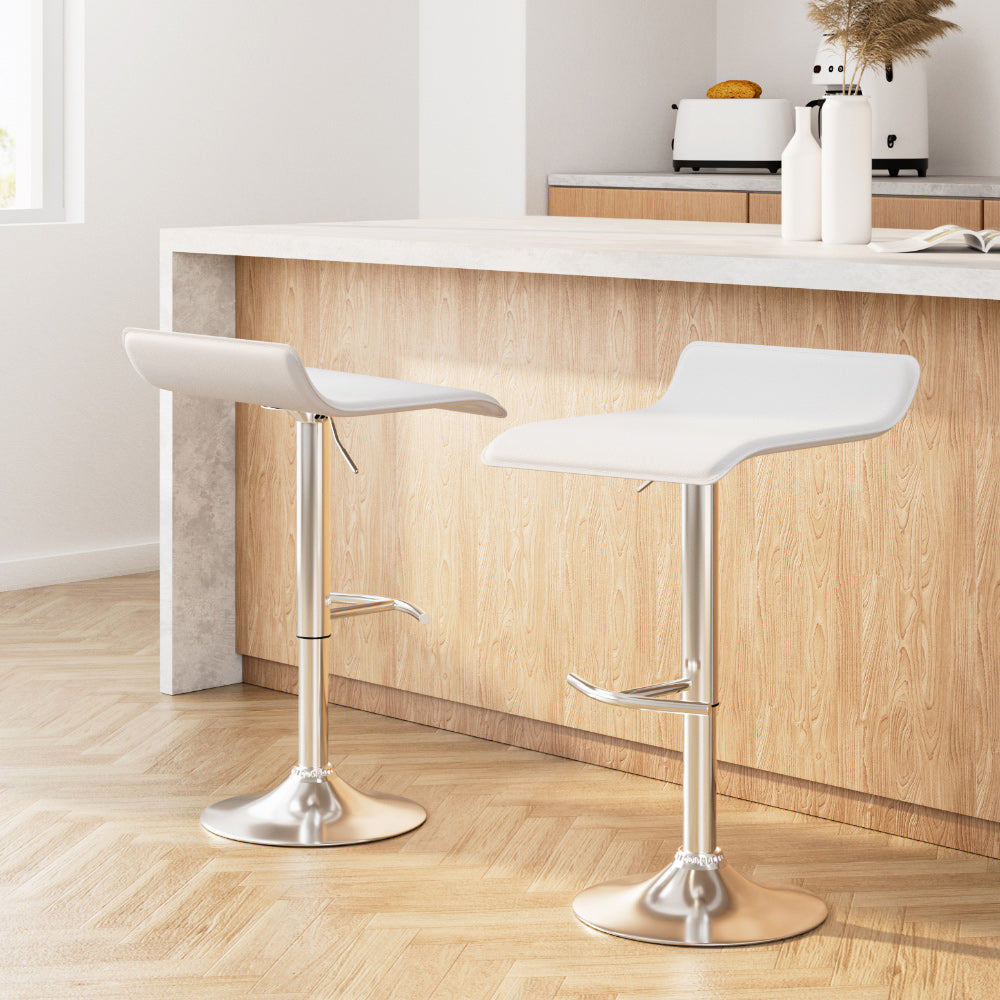 Sena Adjustable Bar Stools Gas Lift White (Set of 2)