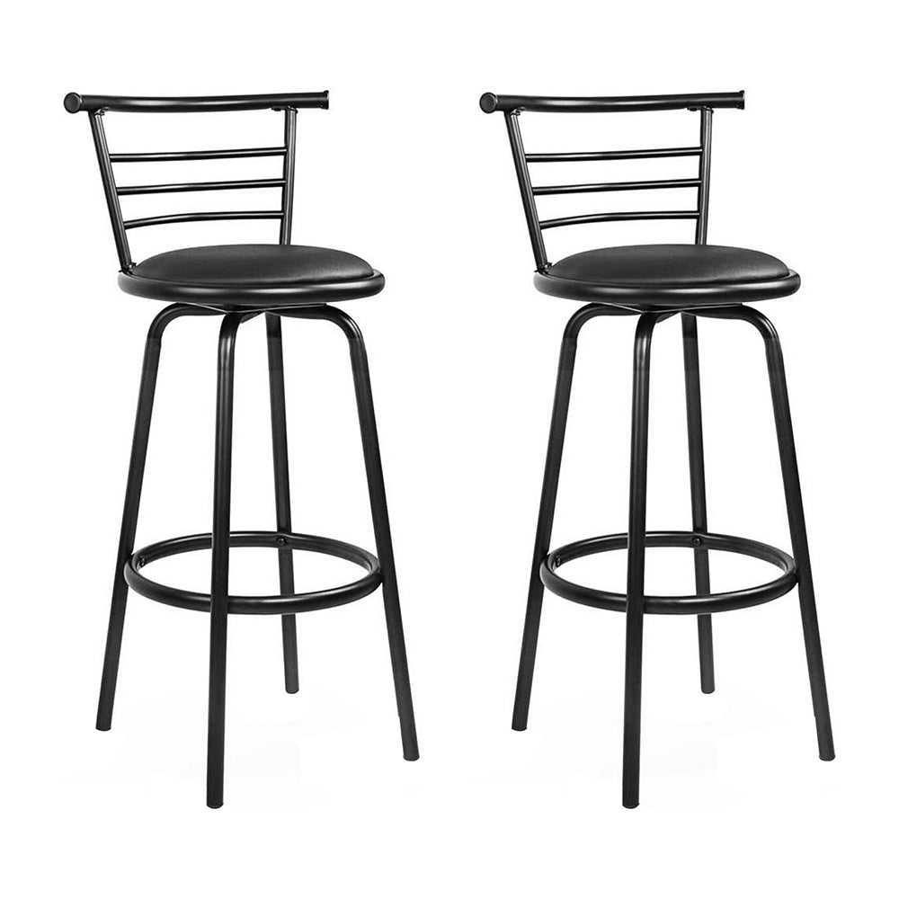 Artiss Swivel Bar Stools Leather Padded Black Set of 2