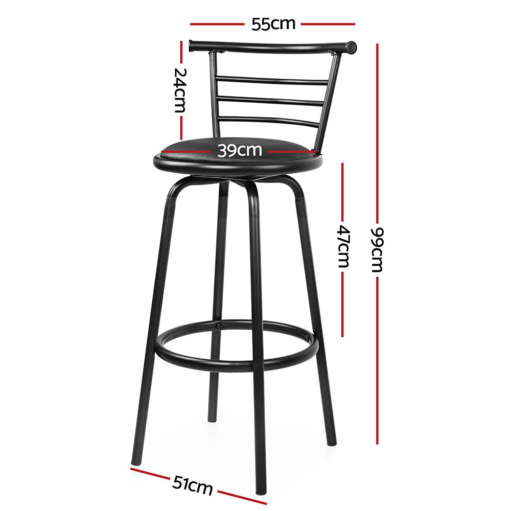 Artiss Swivel Bar Stools Leather Padded Black Set of 2
