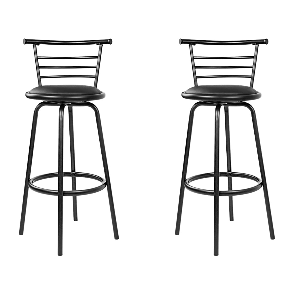 Artiss Swivel Bar Stools Leather Padded Black Set of 2