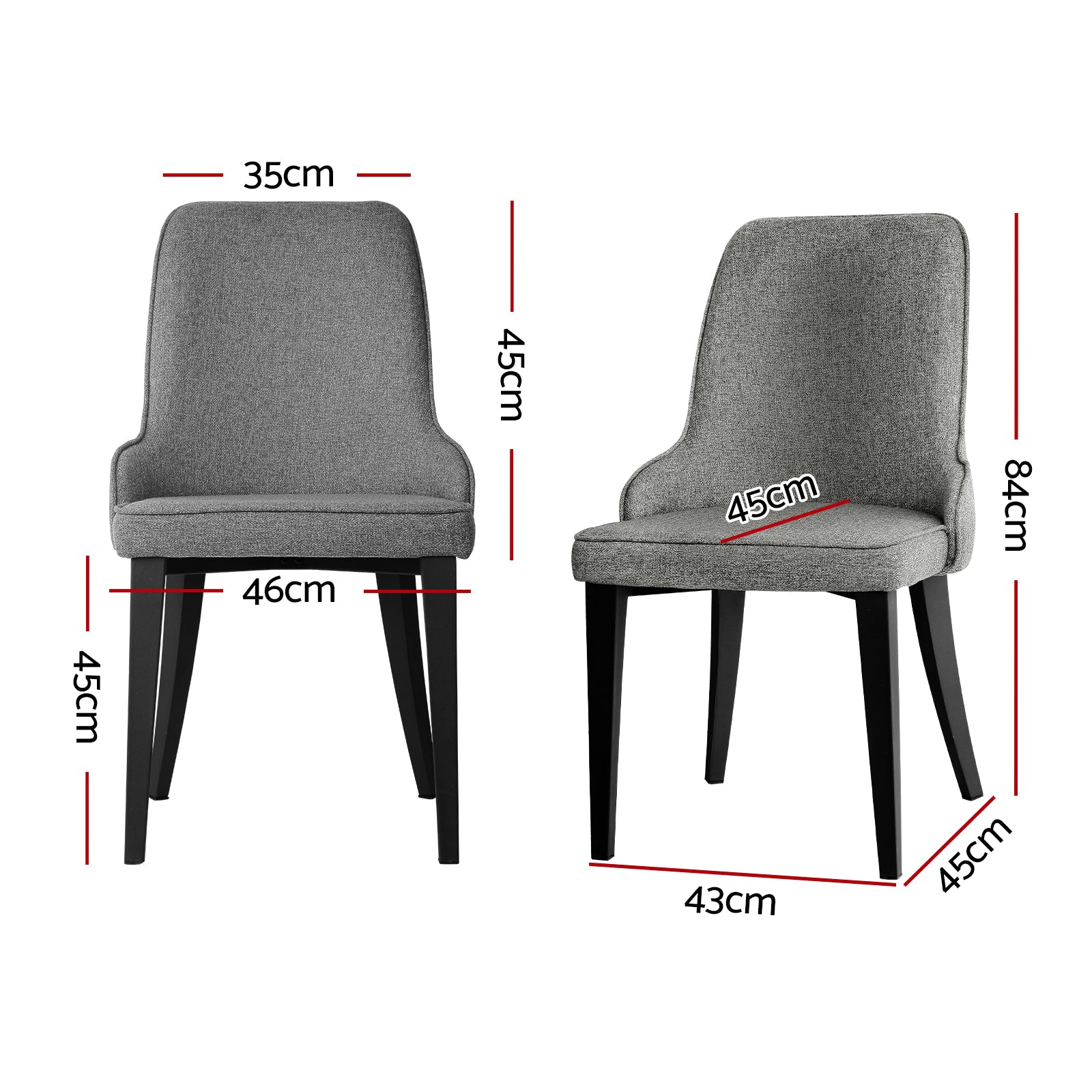 Domus 4-Piece Dining Chairs Linen Fabric Grey