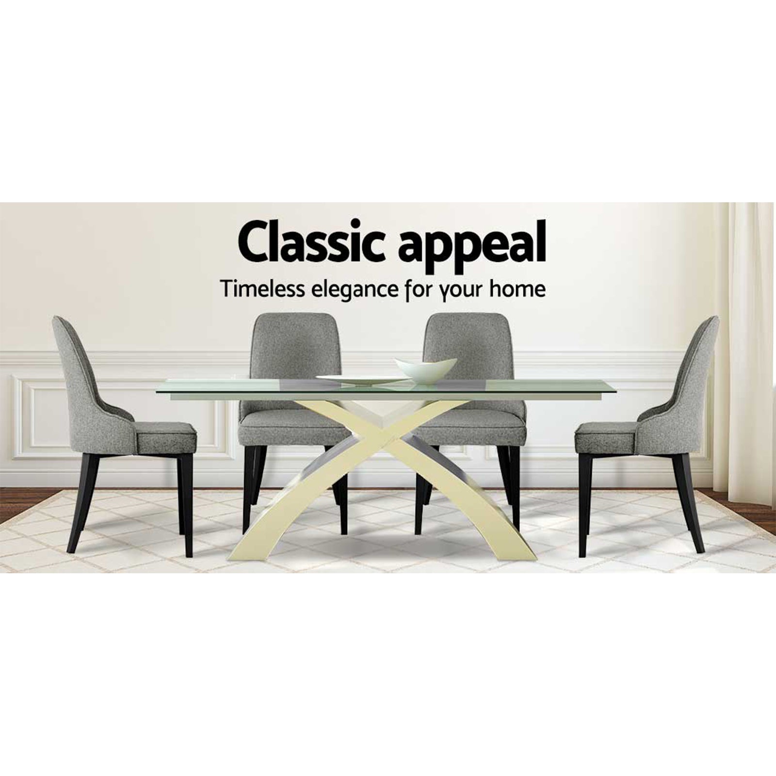 Domus 4-Piece Dining Chairs Linen Fabric Grey
