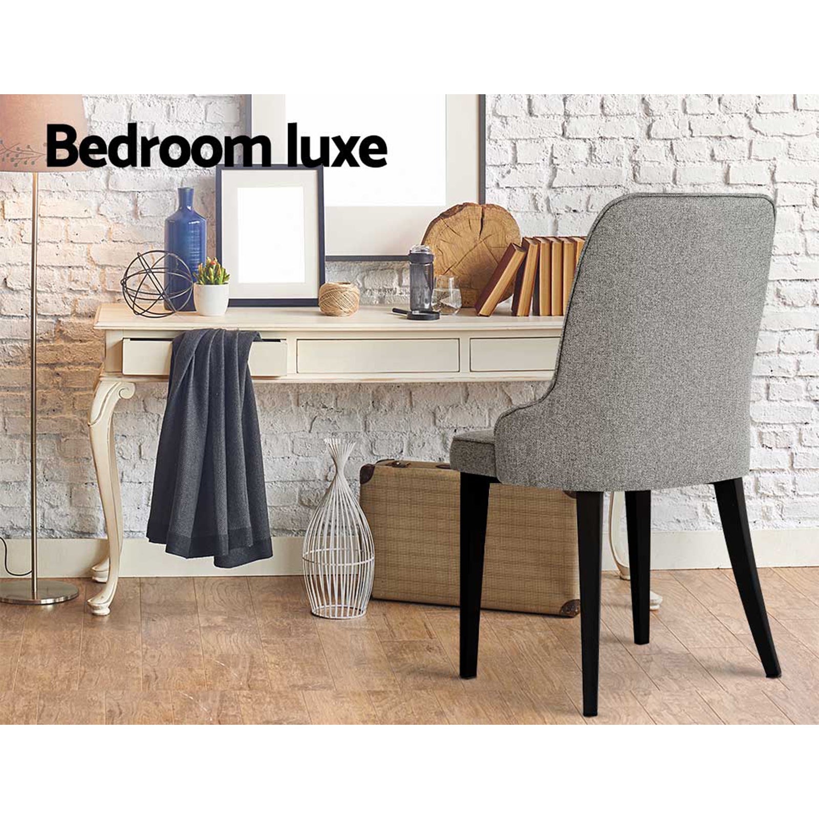 Domus 4-Piece Dining Chairs Linen Fabric Grey
