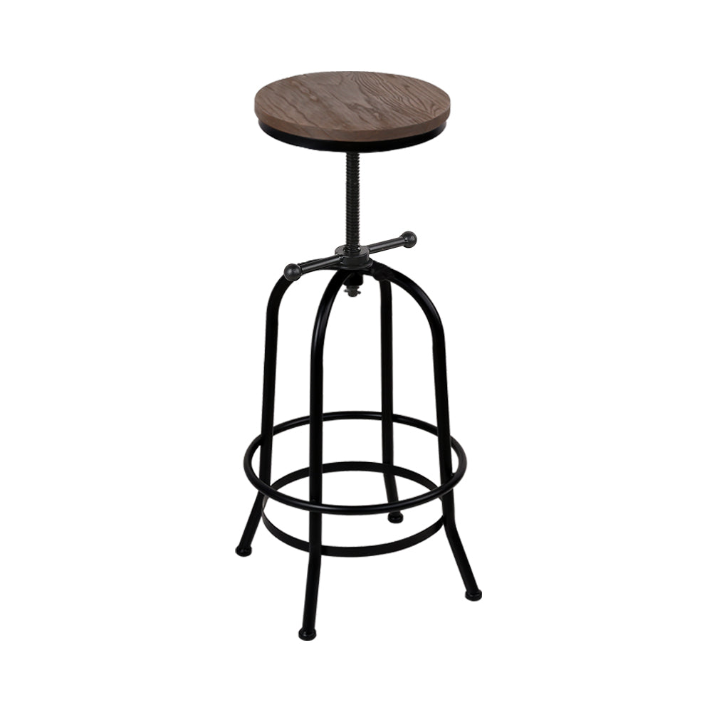 Adjustable Elm Wood Bar Stools, 360° Swivel, Steel - Artiss