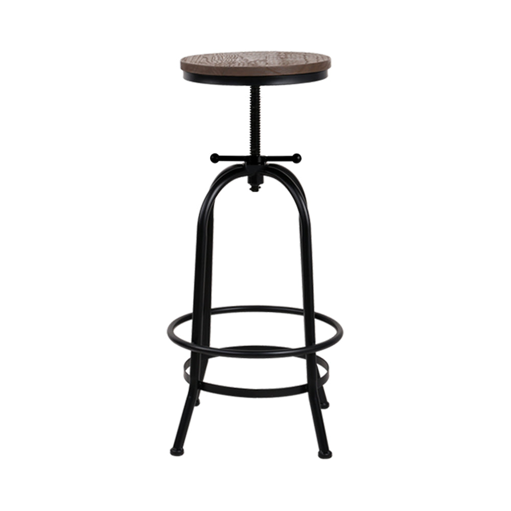 Adjustable Elm Wood Bar Stools, 360° Swivel, Steel - Artiss