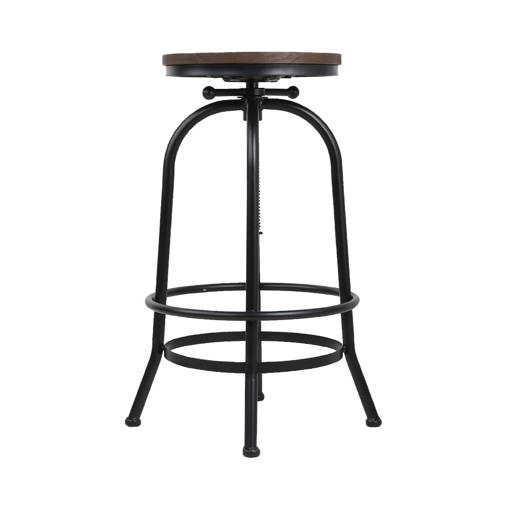 Adjustable Elm Wood Bar Stools, 360° Swivel, Steel - Artiss