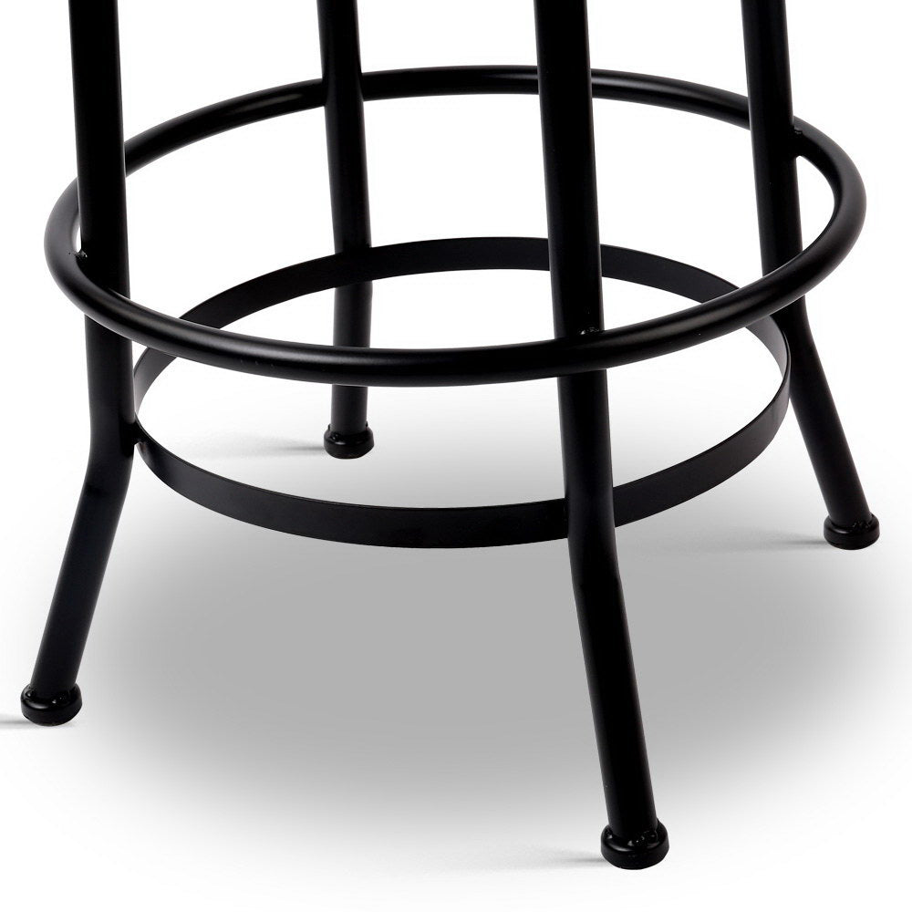 Artiss Adjustable Bar Stools 2-Pack Wood Seat Black Frame