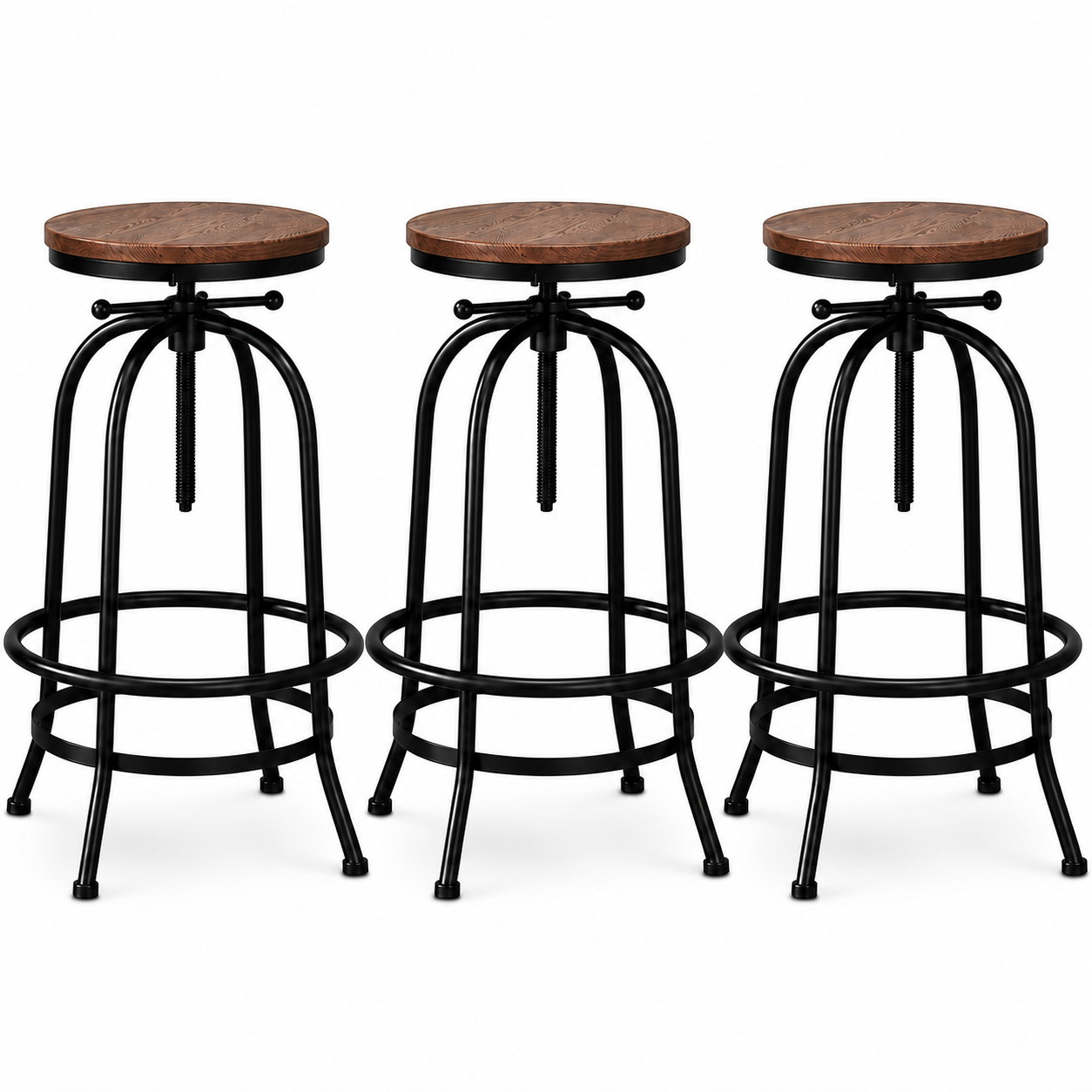 Artiss 3x Bar Stool Backless Swivel Counter Barstools 70-90cm Seat Height Adjustable Industrial