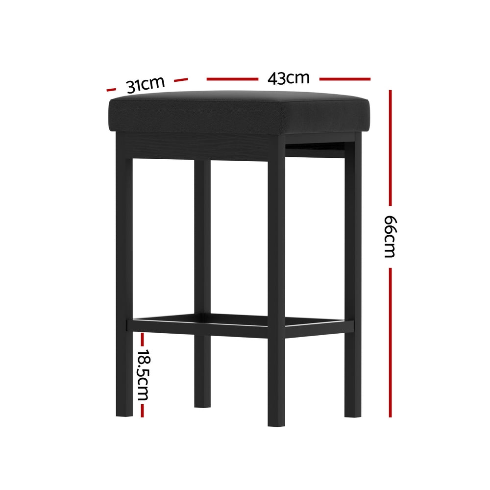 Artiss Black Bar Stools Set of 2 PU Seat Metal Frame